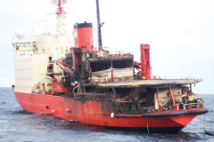 ARA Irizar off the Antarctic Peninsula  after a major fire  on board